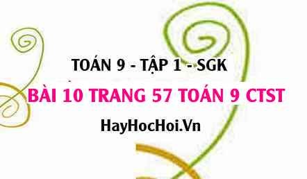 Bài 10 trang 57 Toán 9 tập 1 Chân trời sáng tạo